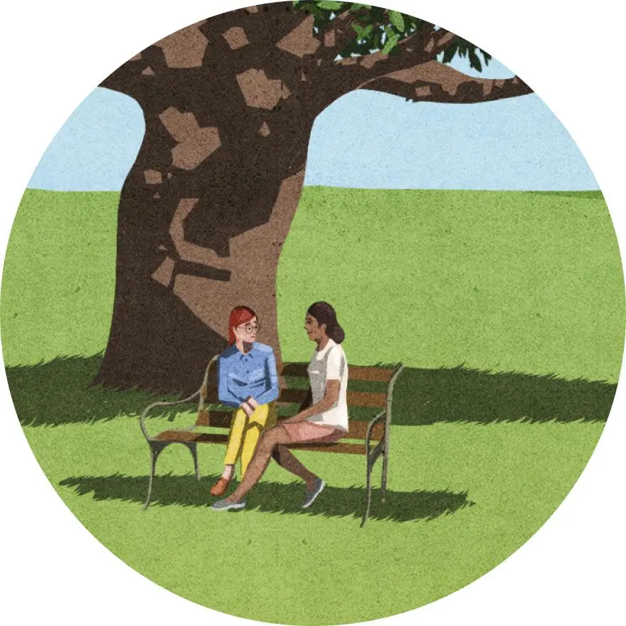 Women sitting on a bench